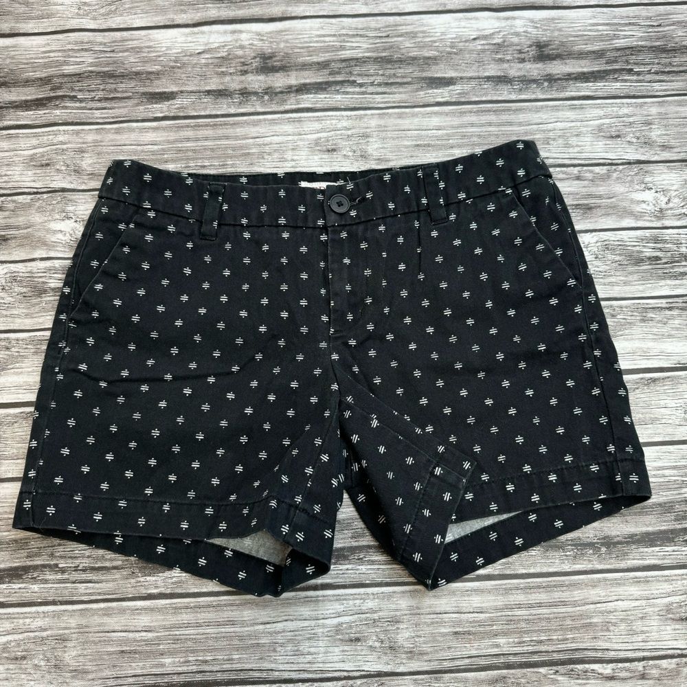Merona Printed Chino Shorts Black White Geometric Mid Rise Size 2 Cotton